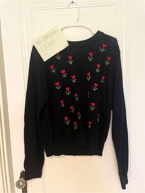 Princess Highway Black Tulip Embroidered Jumper